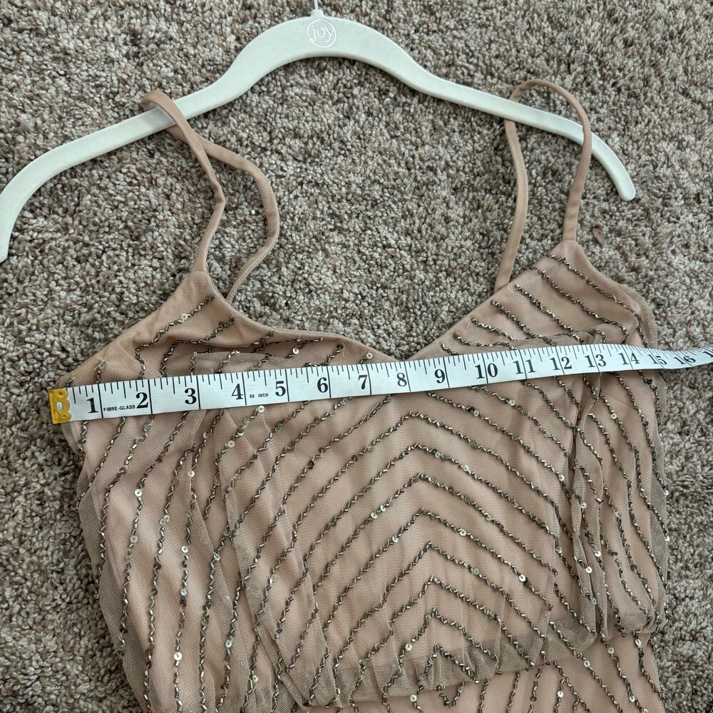 Adrianna Papell Art Deco Beaded Blouson Gown Pink Bridal Beaded Sz 2 Formal - Picture 9 of 16